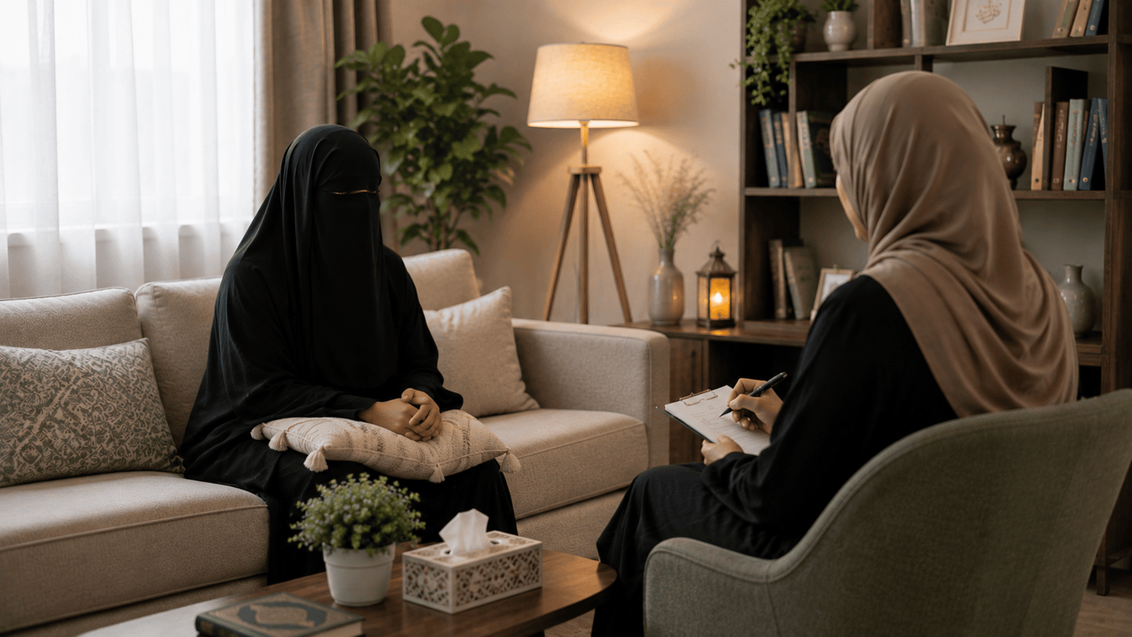 A one-to-one mental health counselling session